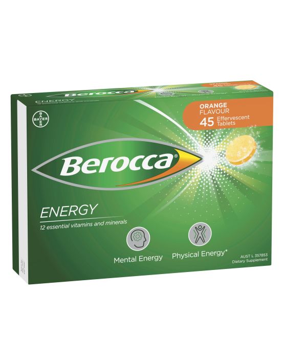 Buy Berocca Energy Vitamin Original Berry Effervescent Tablets 45 pack  Online, Worldwide Delivery