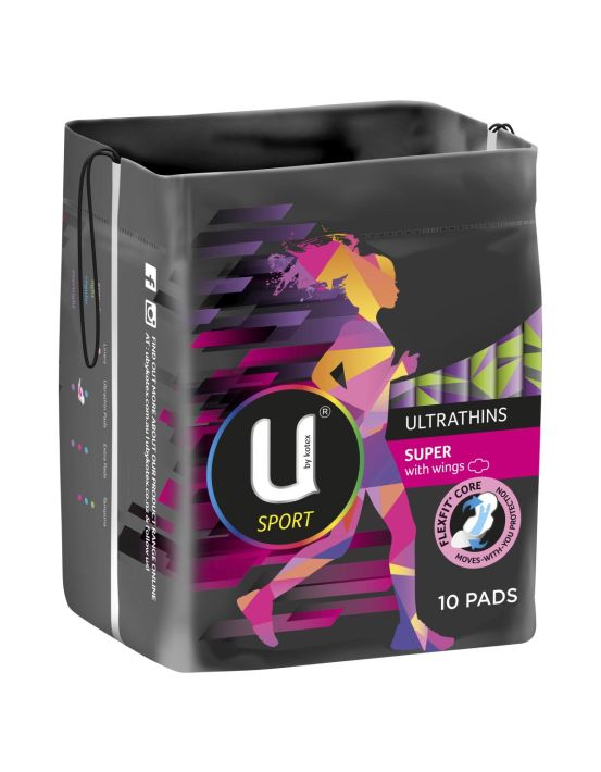 U by Kotex Sport Ultrathin Pads Super with Wings 10 Pack - Direct Chemist  Outlet