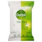 Dettol 2 in 1 Hands and Surfaces Antibacterial Wipes 15 Pack