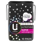 U By Kotex Cotton Ultrathin Pads Super 10 Pack