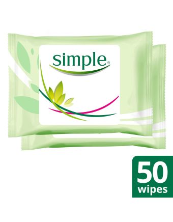 Simple Kind to Skin Cleansing Facial Wipes Twin Pack 50 Wipes