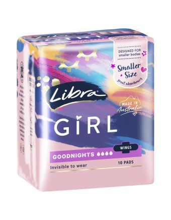 Libra Girl Pads Goodnights with Wings 10 Pack