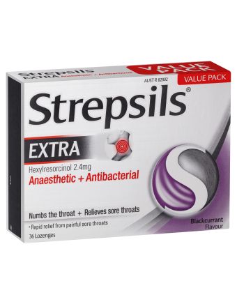 Strepsils Extra Blackcurrant with Anaesthetic 36 Lozenges 