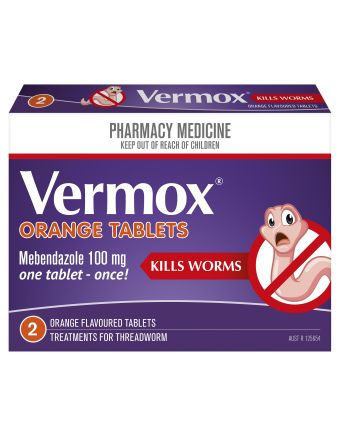 Vermox Worming Treatment Orange 2 Tablets