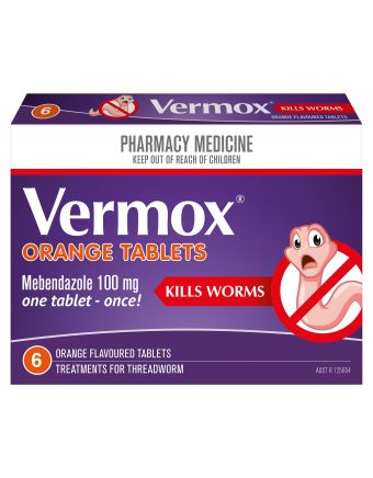 Vermox Worming Treatment Orange 6 Tablets