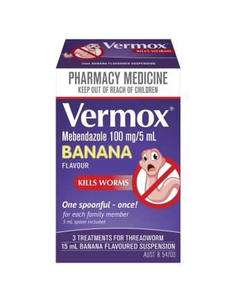 Vermox Worming Treatment Banana Flavoured Liquid 15mL