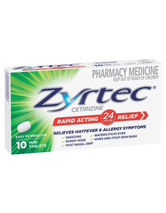 Zyrtec Rapid Acting Allergy & Hayfever Mini Tablets 10 Pack