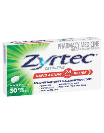 Zyrtec Rapid Acting Allergy & Hayfever Mini Tablets 30 Pack