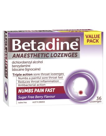 Betadine Anaesthetic Lozenges Berry 36 Pack