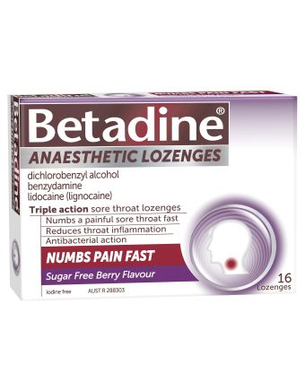 Betadine Anaesthetic Lozenges Berry 16 Pack