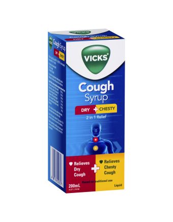 Vicks 2-In-1 Dry + Chesty Cough Syrup 200ml