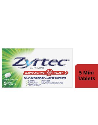 Zyrtec Rapid Acting Hayfever Allergy Relief Antihistamine Mini Tablets 5 Pack