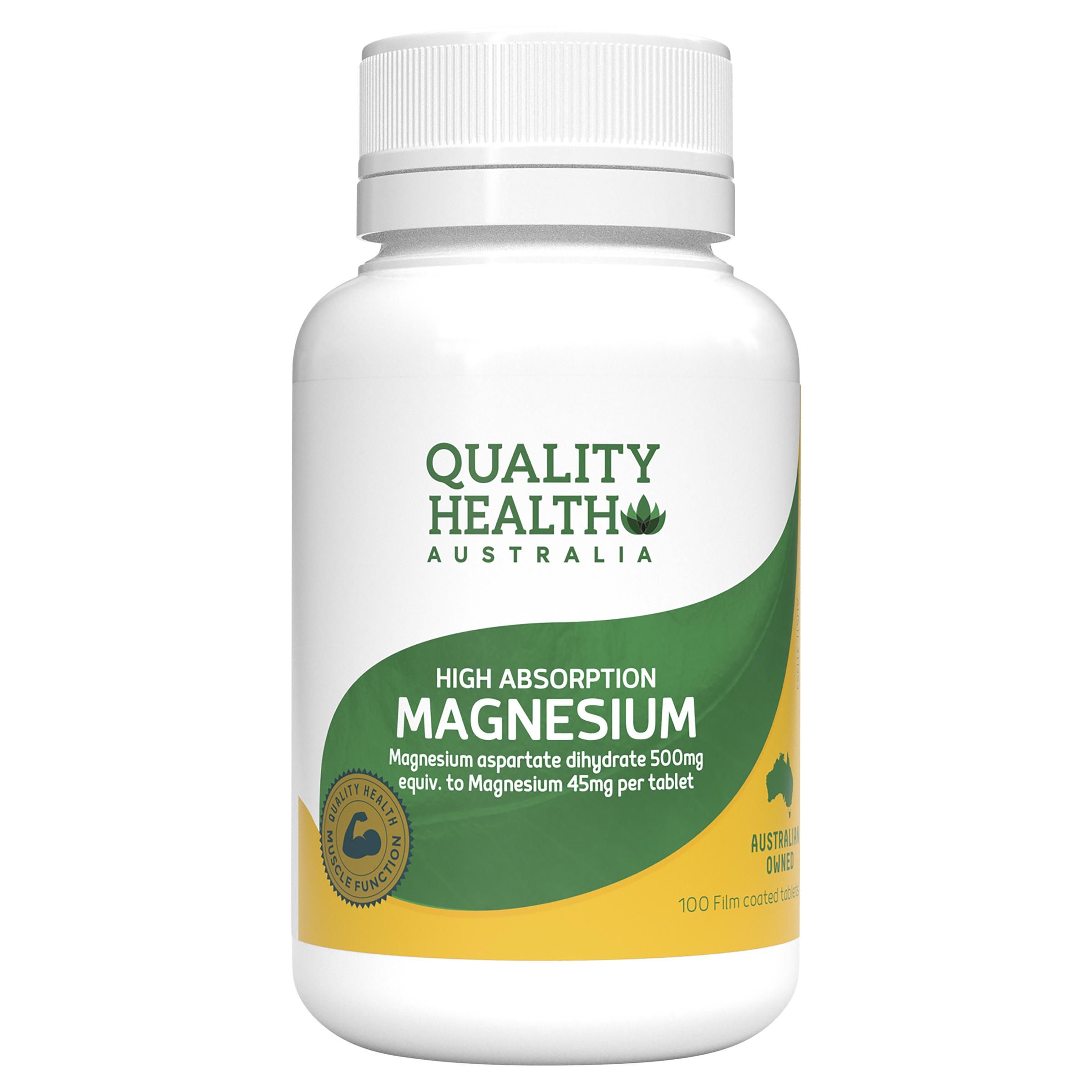 QUALITY HEALTH HIGH ABSORPTION MAGNESIUM 500MG TABS 100 Direct