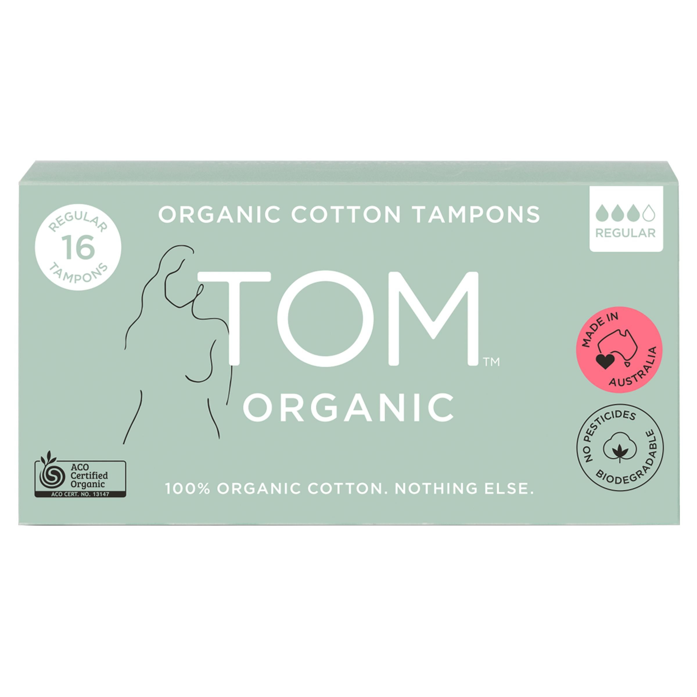 Tom Organic Overnight Pads 8 Pack