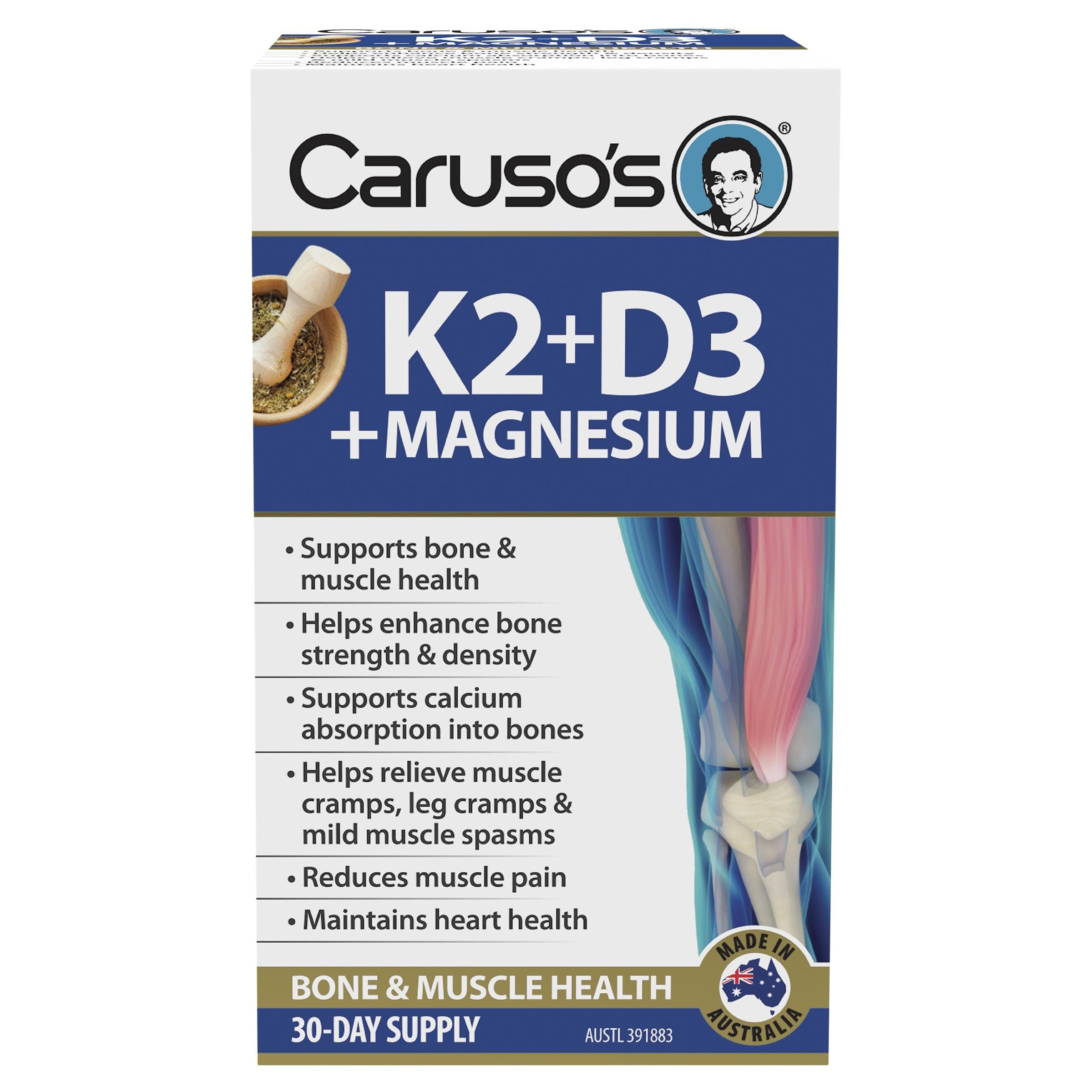 CARUSO S VITAMIN K2 D3 MAGNESIUM TABS 30 Direct Chemist Outlet