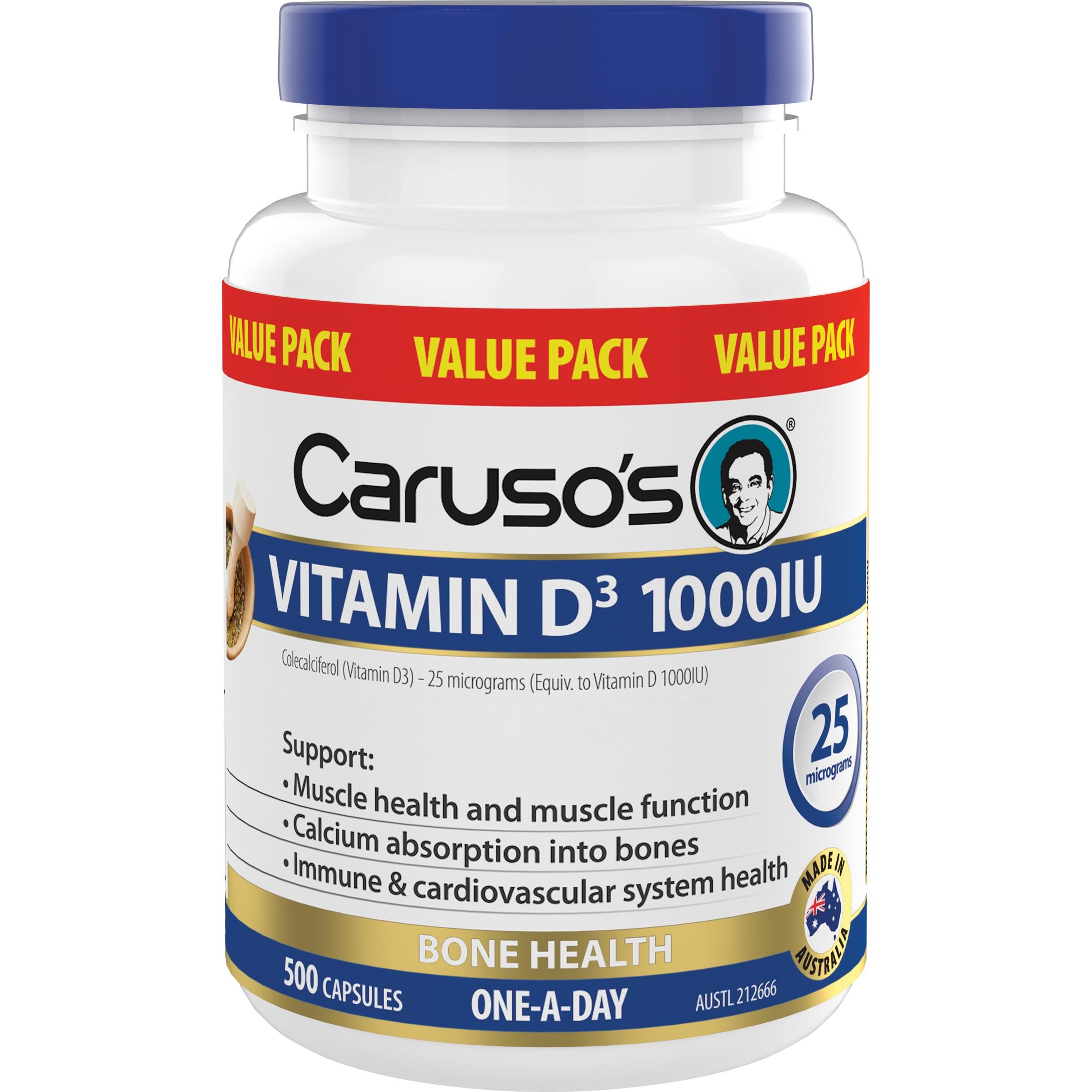 CARUSO S VITAMIN D3 1000IU CAPS 500 Direct Chemist Outlet