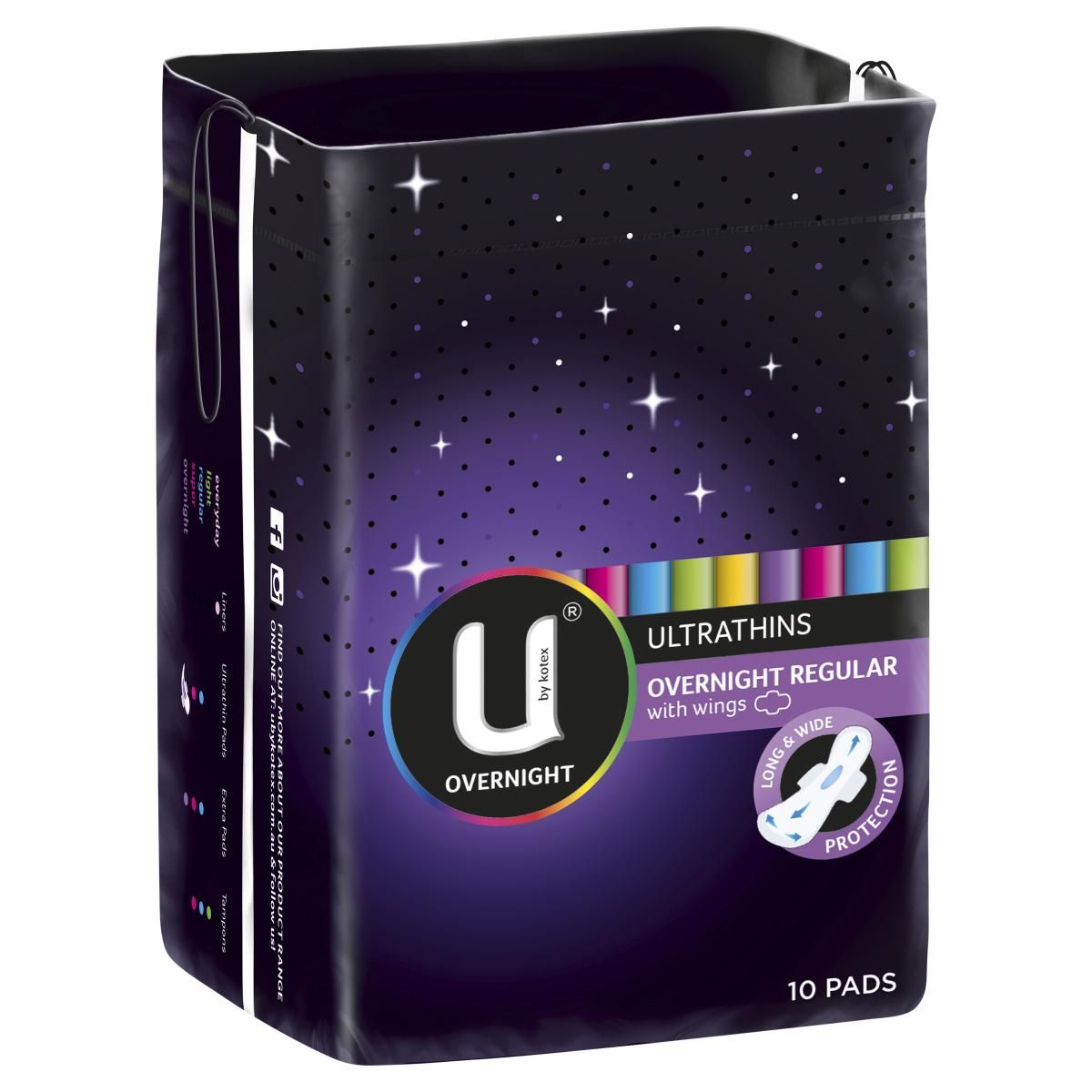 U By Kotex Ultrathin Overnight Pads with Wings 10 Pack - Direct Chemist  Outlet