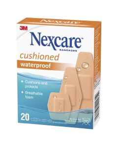 Nexcare Waterproof Cushioned Strips Assorted 20 Pack