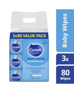 Curash Water Wipes 3X80 Pack