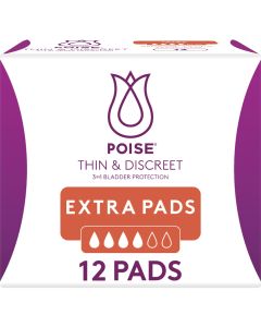 Poise Thin & Discreet Extra Pads 12 Pack