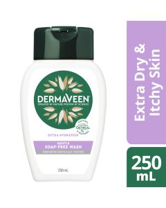 DermaVeen Extra Hydration Gentle Soap-Free Wash for Extra Dry, Itchy & Sensitive Skin 250mL