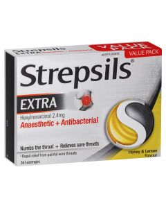 Strepsils Extra Honey & Lemon with Anaesthetic 36 Lozenges