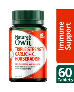 Nature's Own Triple Strength Garlic + C, Horseradish 60 Tablets