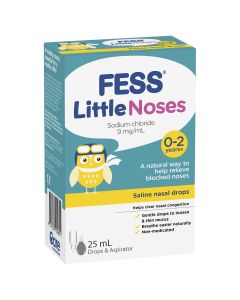 Fess Little Noses 0-2 Years+ Saline Nasal Drops + Aspirator 25mL