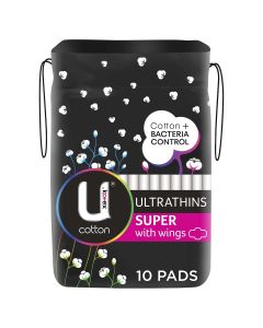 U By Kotex Cotton Ultrathin Pads Super 10 Pack