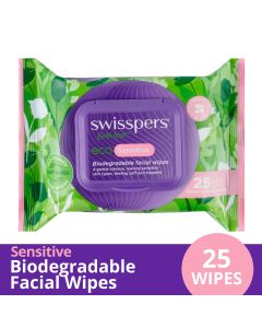 Swisspers Eco Sensitive Biodegradable Facial Wipes 25 Pack