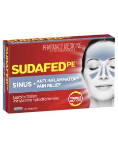 Sudafed PE Sinus + Anti-Inflammatory Pain Relief 24 Tablets