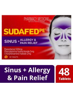 Sudafed PE Sinus + Allergy & Pain Relief 48 Tablets