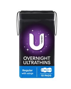 U By Kotex Overnight Ultrathins Pads Regular 10 Pack