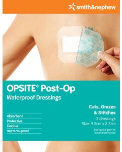 Opsite Post Op Dressing 9.5cm X 8.5cm Waterproof Barrier Dressing 3 Pack