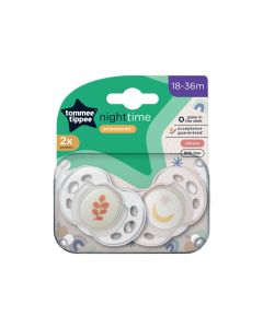 Tommee Tippee Closer to Nature Night Time Soothers 18-36 Months 2 Pack Assorted