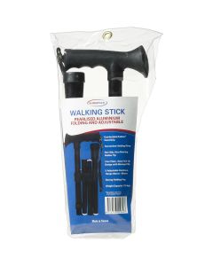 SurgiPack Walking Stick Adjustable Folding Black