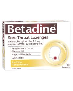 Betadine Sore Throat Lozenges Honey & Lemon 16 Pack