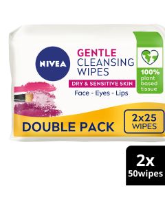 Nivea Gentle Facial Cleansing Wipes for Dry and Sensitive Skin 25 Twin Pack