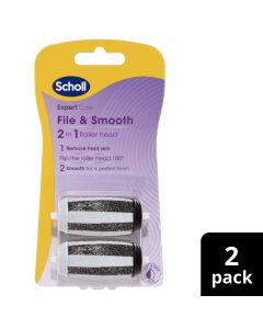 Scholl Expert Care 2-in-1 File & Smooth Foot File Roller Head Refill 2 Pack