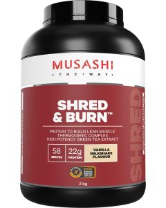 Musashi Shred & Burn Protein Powder Vanilla Milkshake 2kg