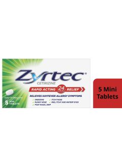 Zyrtec Rapid Acting Hayfever Allergy Relief Antihistamine Mini Tablets 5 Pack