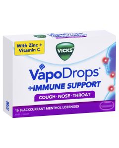 Vicks VapoDrops Immune Support Blackcurrant 16pk