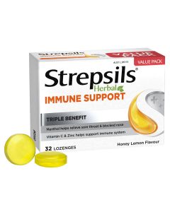 Strepsils Herbal Immune Support Lozenges Honey Lemon 32s