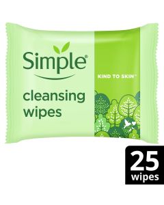 Simple Kind to Skin Biodegradable Cleansing Wipes with vitamin B5, vitamin E and pro amino acids 25 pc