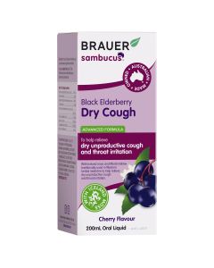 Brauer Eldeberry Dry Cough Liquid Cherry Flavour 200ml