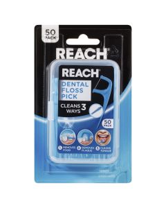 Reach Dental Floss Pick 50 Pack Cleans 3 Ways