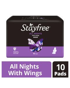 Stayfree All Nights Extra Long with Wings Pads 10 Pack