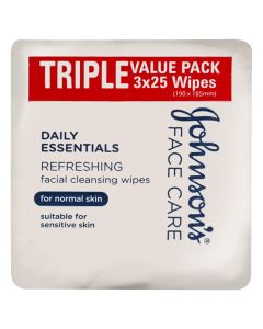 Johnson's Daily Essentials Facial Cleansing Wipes Normal Skin 3 x 25 Pack