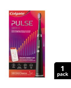 Colgate Pulse Connected Series 2 Deep Clean & Sensitive Electric Toothbrush, 1 Pack with 2 Refill Heads, Plaque Removal