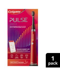 Colgate Pulse Connected Series 2 Deep Clean & Whitening Electric Toothbrush, 1 Pack with 2 Refill Heads, Plaque Removal